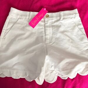 Lilly Pulitzer Cream Scalloped High Waist Shorts